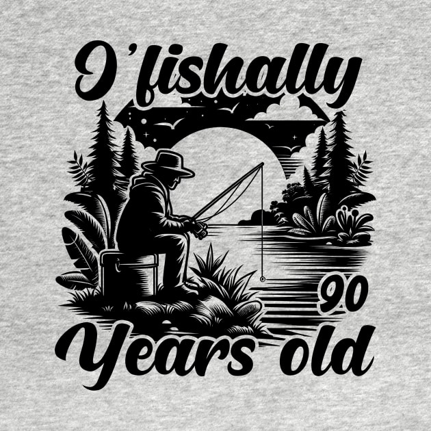 Ofishally 90 Year Old Fishing 90th Birthday Party Fishermen by cyryley